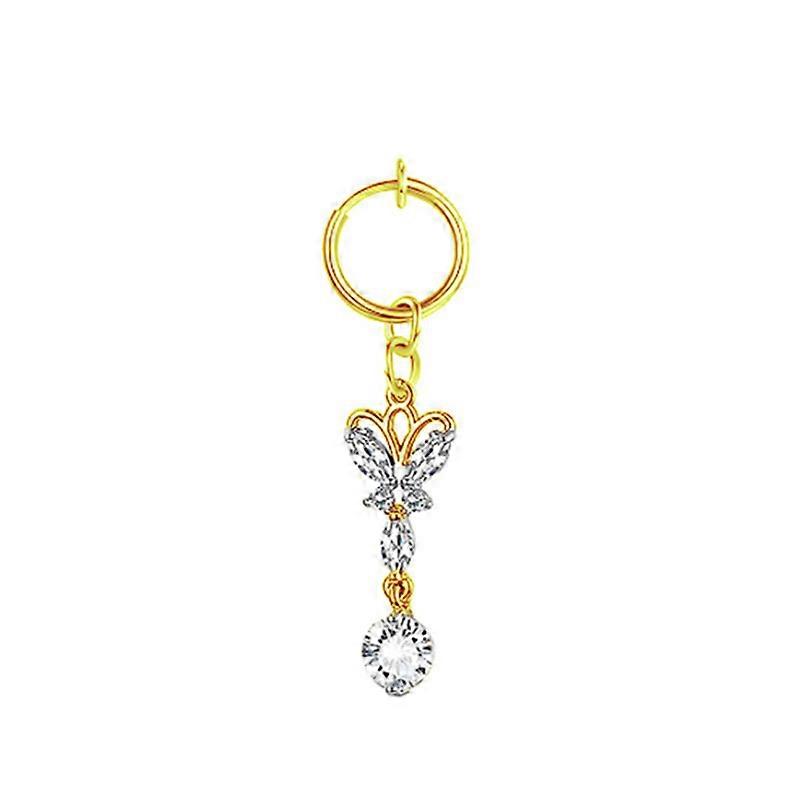 Heart Fake Belly Button Ring Fake Belly Piercing Butterfly Clip On Umbilical gold