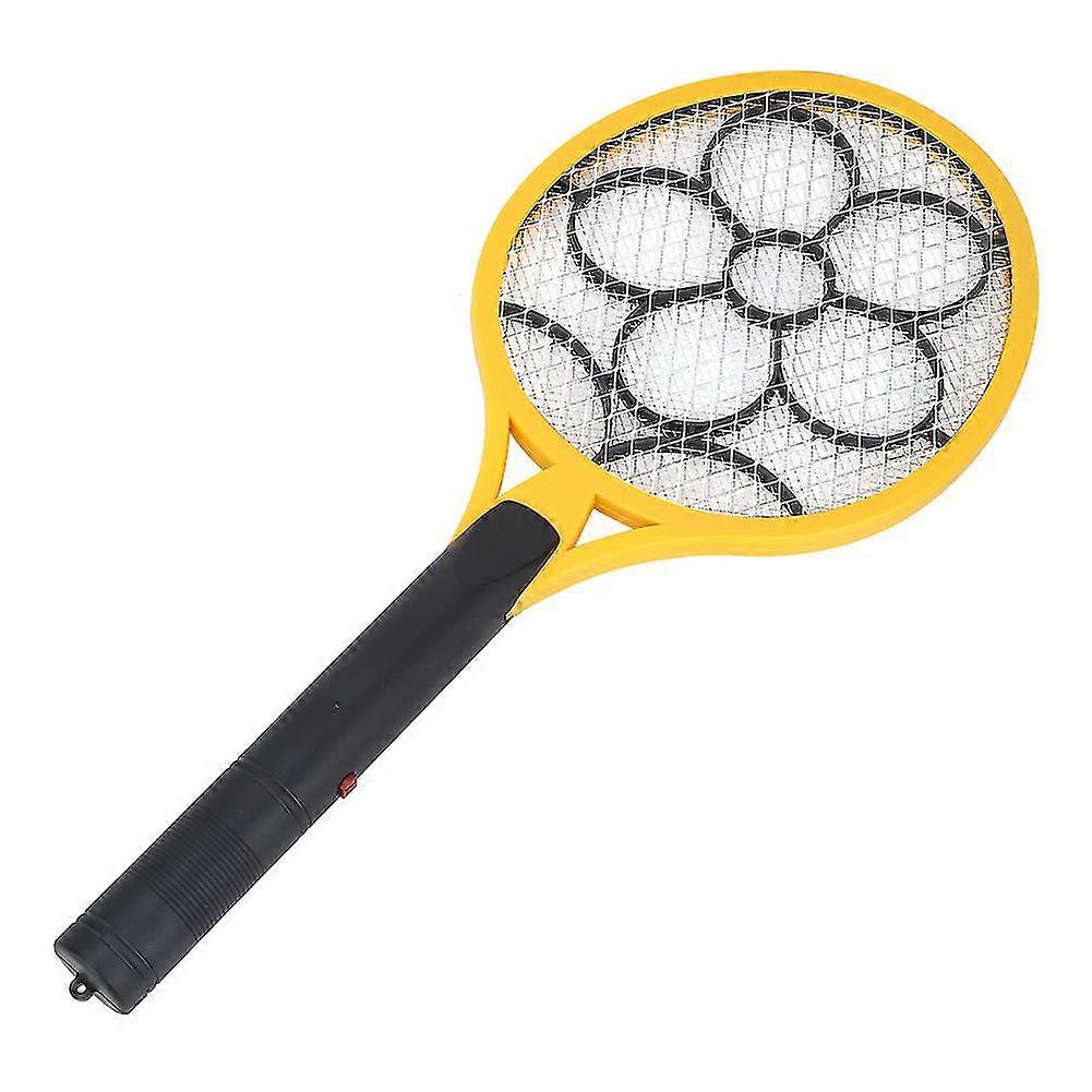 Cordless Yellow Electric Fly Swatter Bug Zapper Racket - Battery Powered Insects Killer