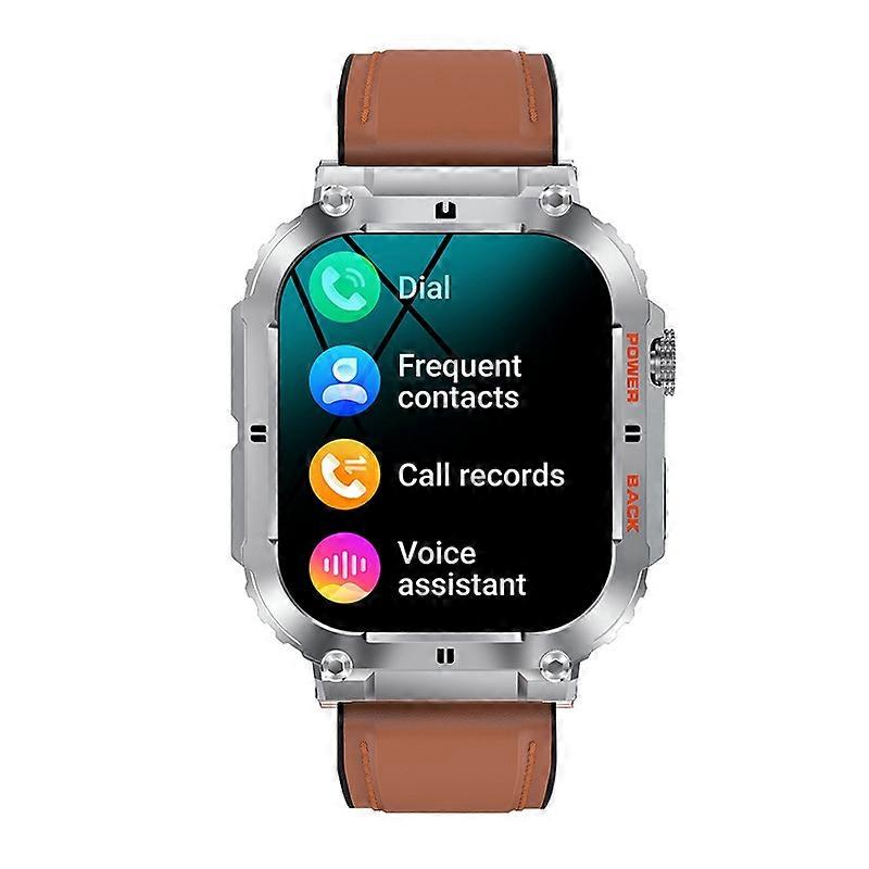 K57 Pro Call Smart Watch Silver Leather