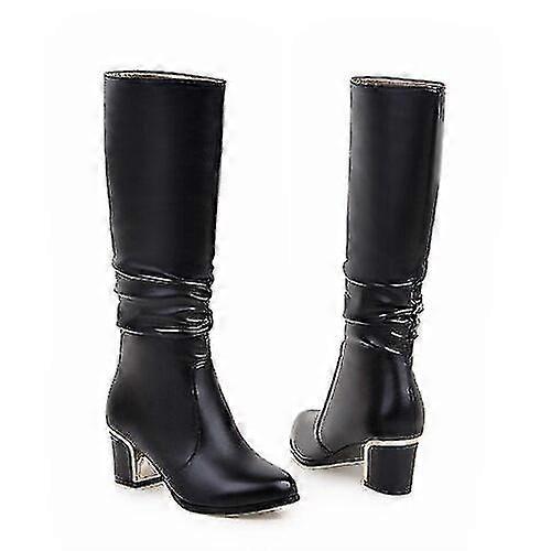 Botas curtas brancas com botas robustas para mulheres finas outono inverno botas longas botas simples Plus Size 33-43