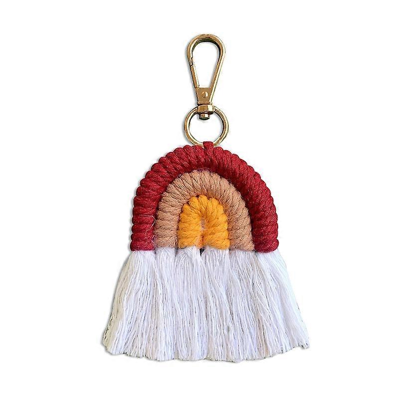 Macrame Weaving Rainbow Keychain Rainbow Tassel Keychains Car Keyring Holder