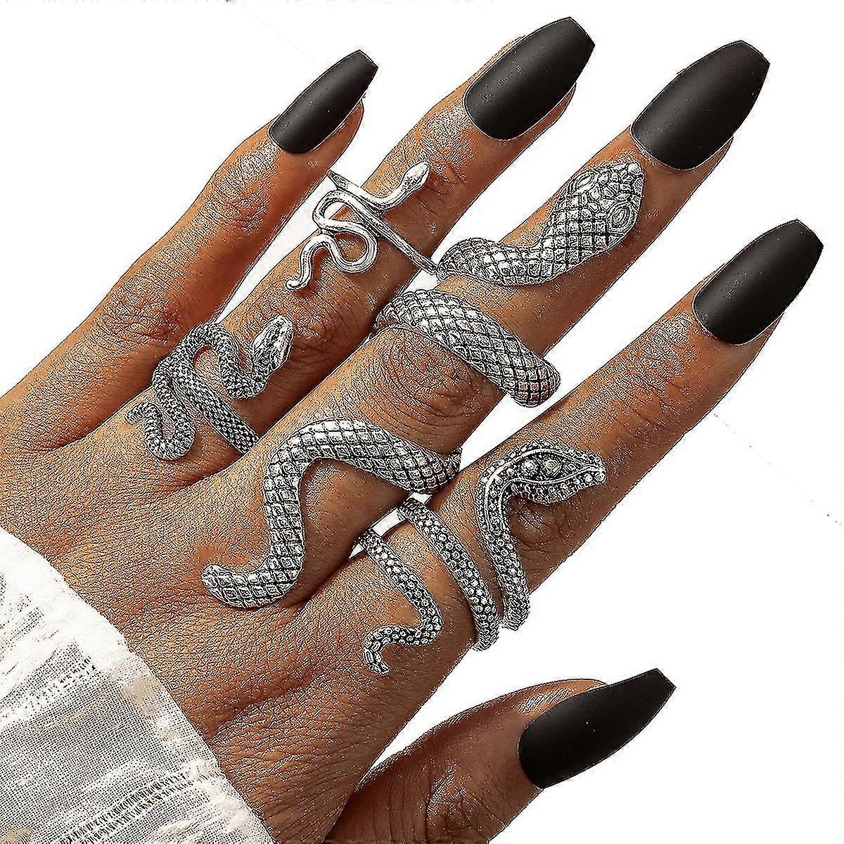 4 Piece Snake Shaped Ring Punk Unique Snake Opening Finger Ring