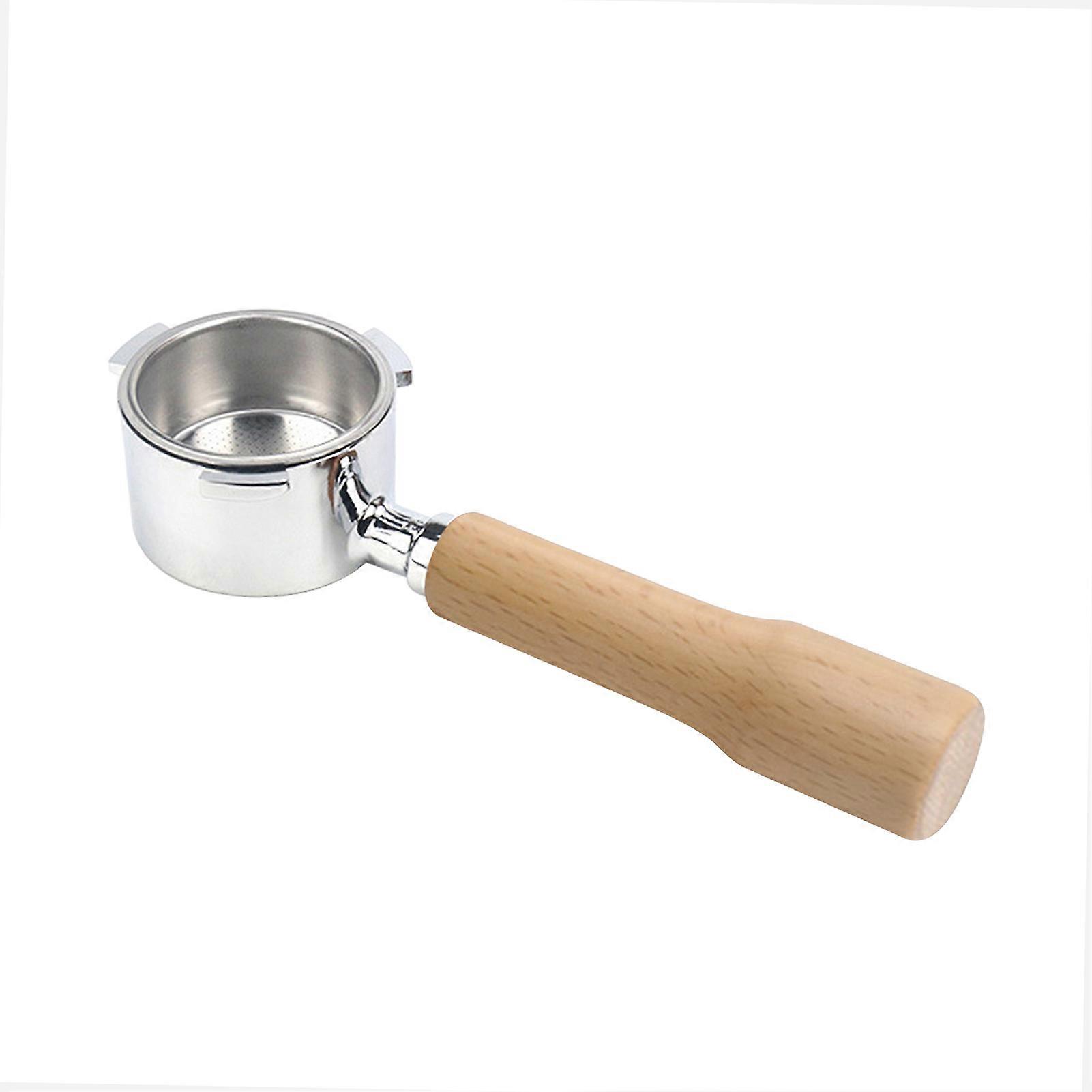 51mm Coffee Bottomless Portafilter with Filter Basket & Wooden Handle Replacement for Delonghi EC680 EC685 Coffee Machine Tool Reusable Alloy Filters 