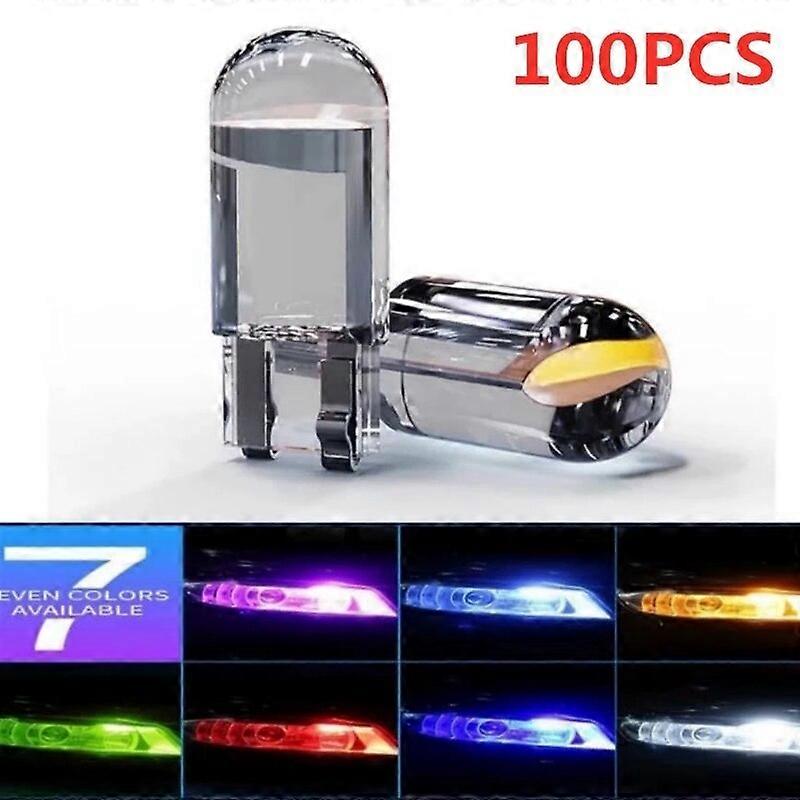 100x 2022 Newest W5W Led T10 Car Light COB Glass 6000K White Auto Automobiles License Plate Lamp Dome Read DRL Bulb Style 12V