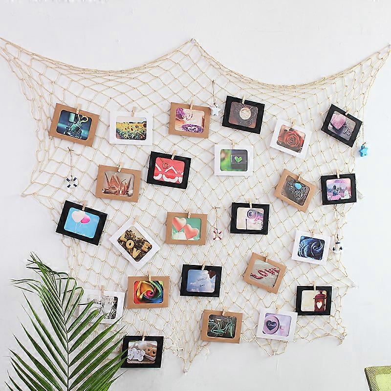 Dww-Set of 10 paper photo frames with fishing net and clips - Wall decorations - For school, home, parties, keepsakes - Hang on the walls