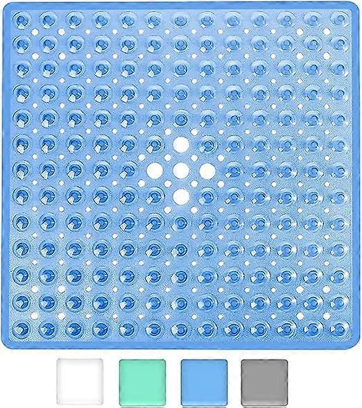 (Blue)Square Non-Slip Suction Cup Bath Mat - Durable and Stylish - Non-Slip Shower Mat - Modern Design - Quality Suction Cups - Machine Washable and L