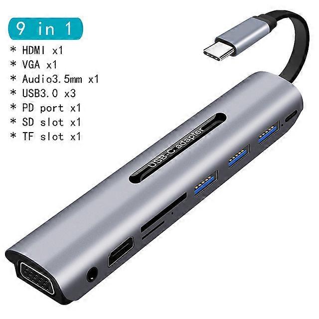 Docking Station with Type C Plug HDMI VGA USB Power Delivery Hub for Laptop Macbook Pro HP DELL Surface Lenovo Samsung Dock
