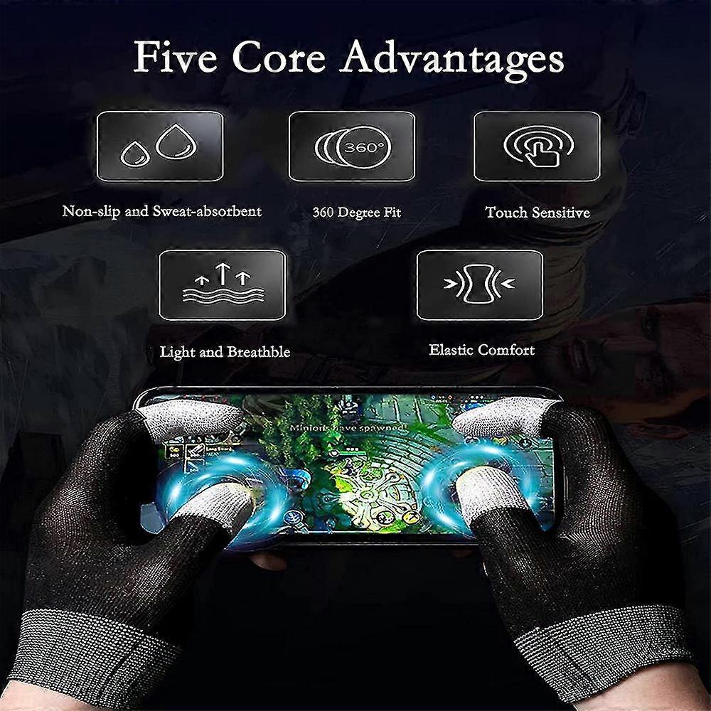 Gaming-Handschuhe für mobile Gamecontroller, Touch-Finger-Nanosilberfasermaterial, hochempfindliche, schweißhemmende, atmungsaktive, nahtlose Touchscreen-Handschuhe für