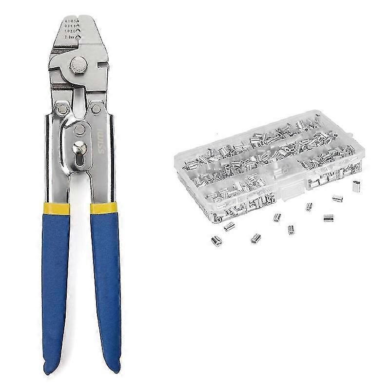 Wire Rope Crimping Tool up to 2.2mm with 600 Aluminum Double Barrel Crimp Sleeves in 3 Sizes