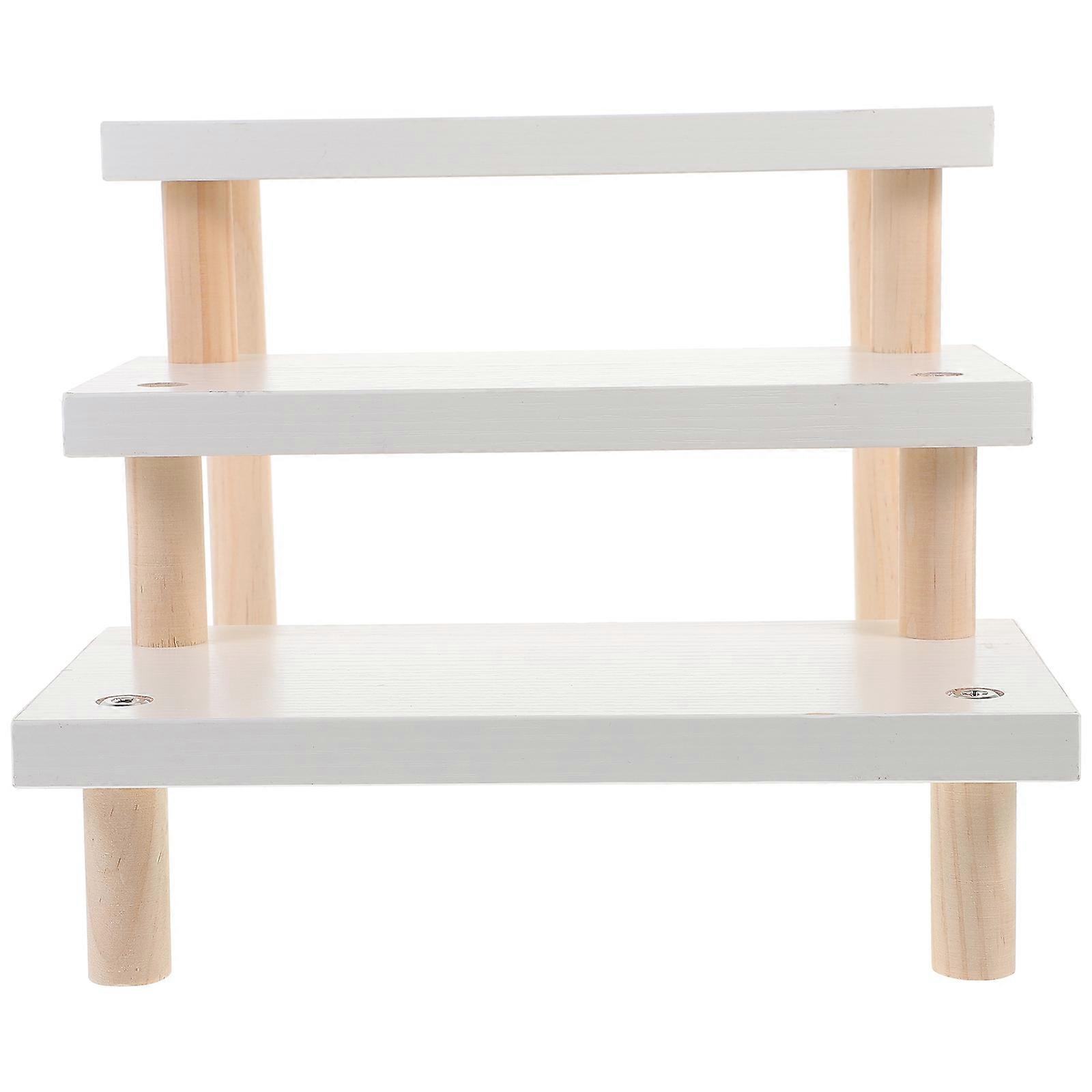 Wood Display Stand 3 Tier Display Shelf Riser Organizer for Figures Models Tiered Wood Display Stand