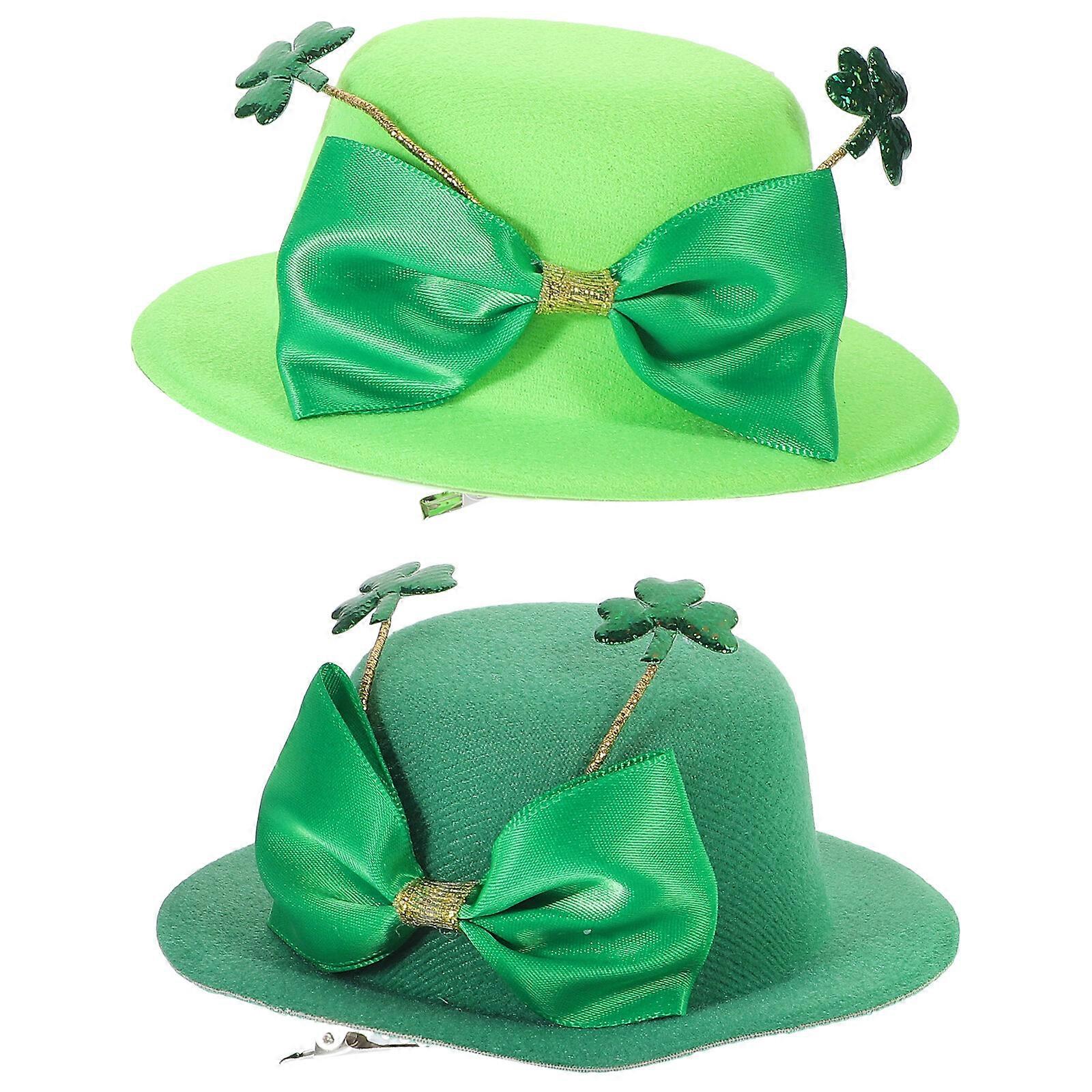 2pcsミニセントパトリックスデーハットホリデーヘアデコレーションレプラコーンハットヘアバレッタ
