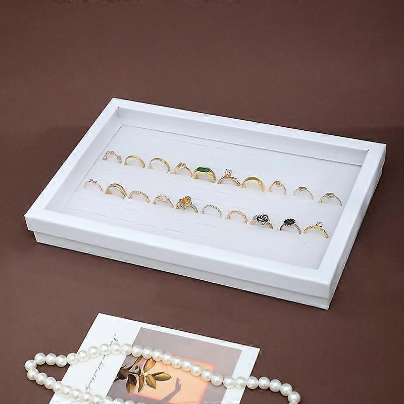 100-Slot Ring Display Box  Dustproof Transparent Jewelry Storage Case with Lid