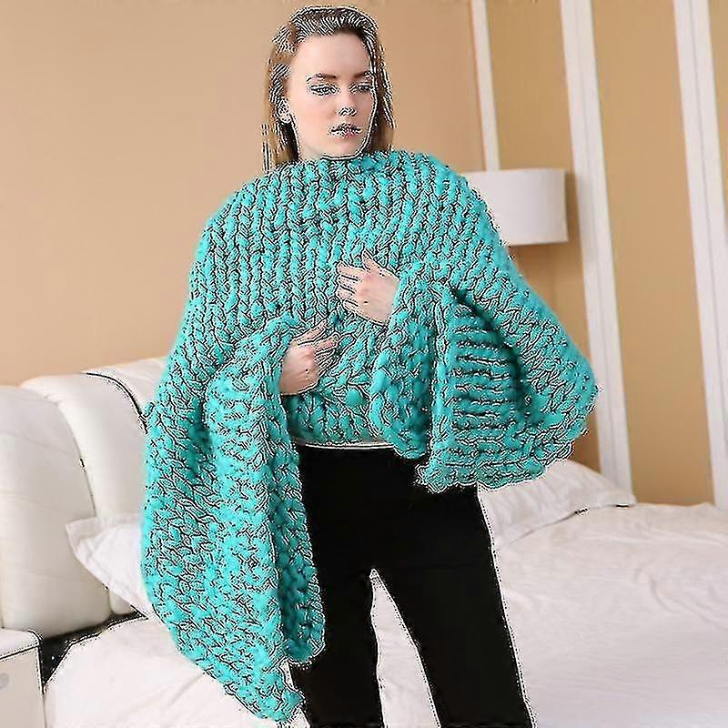 Hand-knitted Warm Soft Wool Blanket
