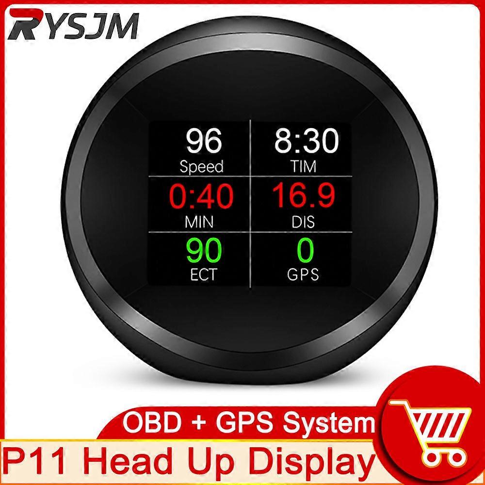 P11 Auto HUD Head Up Display Car Speedometer Turbo Boost Temp Eletronicos Gauge Code Reader Car Projetor OBD + GPS Dual System