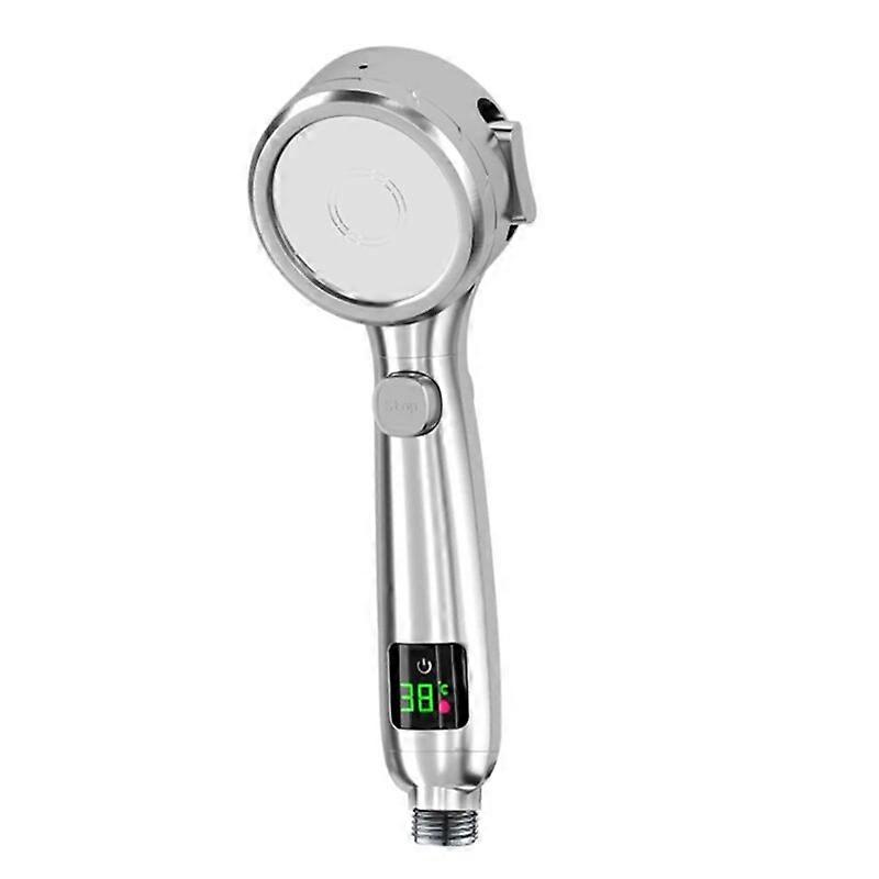 4 Modes Temperature Digital Display Shower Head Handheld No Charging Required High Pressure Water Saving Shower Head Bathroom
