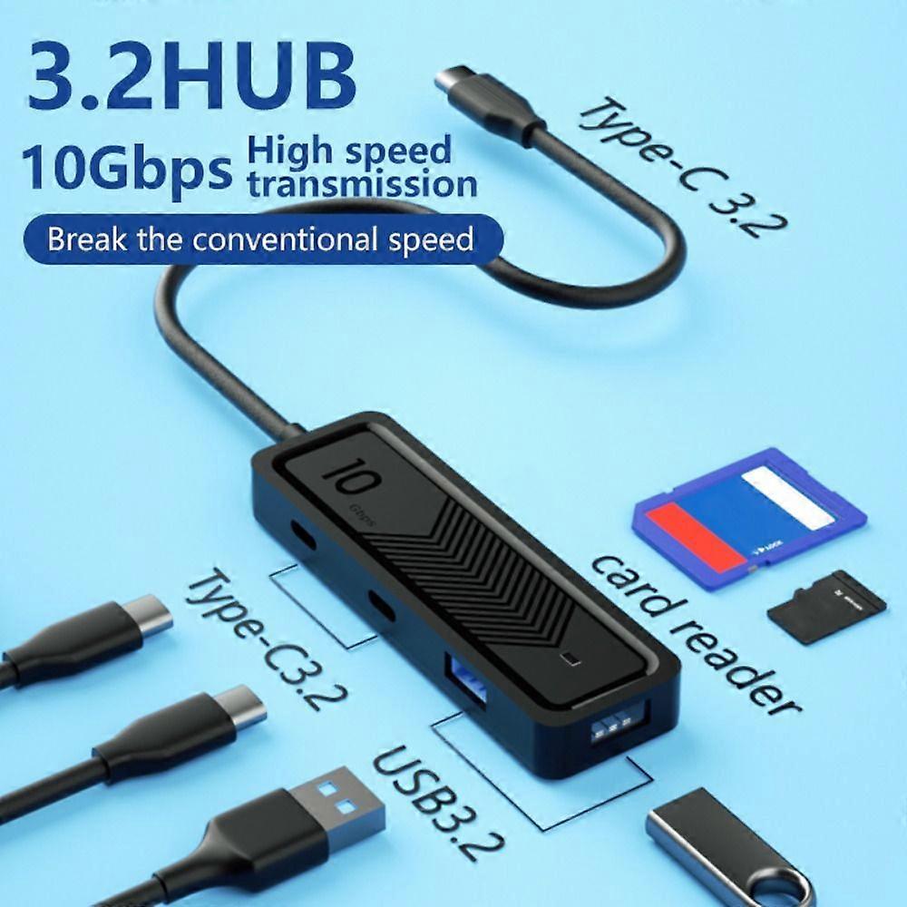 Computer Memory Card Reader 6 in 1 USB Expander 10Gbps Fast Data Transmission USB-C Splitter USB 3.2 Type C Hub