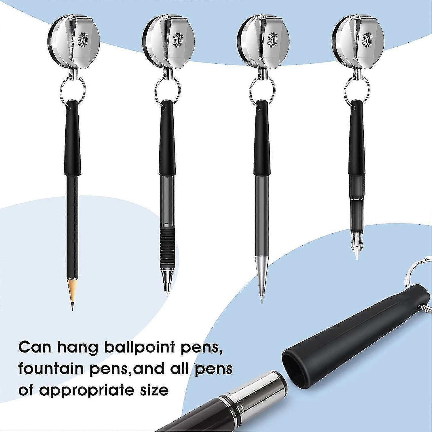 2 Pack Heavy Duty Retractable Pull Pen Pencil Holder, Ideal Grip For