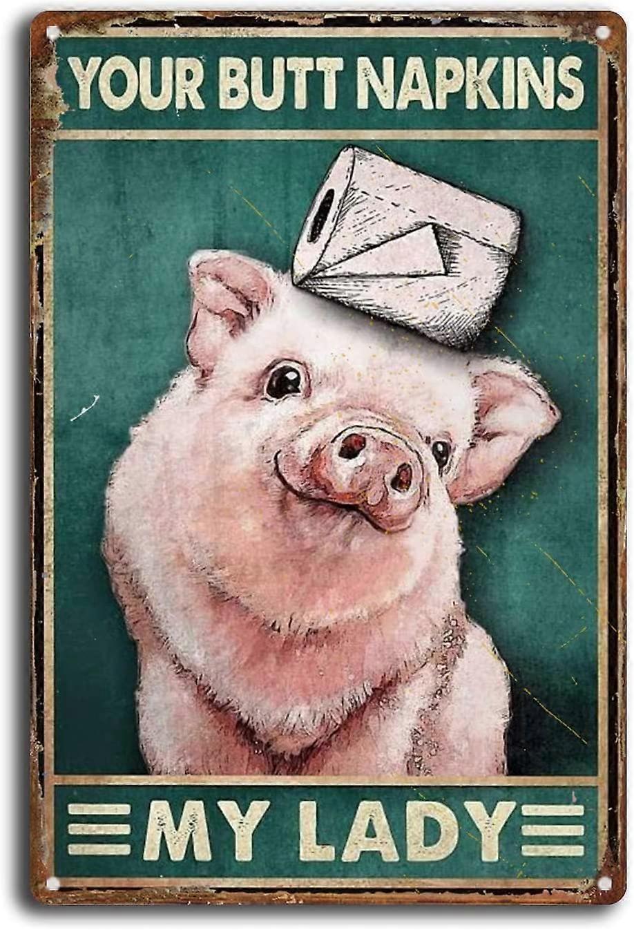 שלט פח חזיר מפיות התחת שלך גברתי שירותים שירותים מתכת שלט פח אדם קישוט בר מערה 8x12 אינץ '