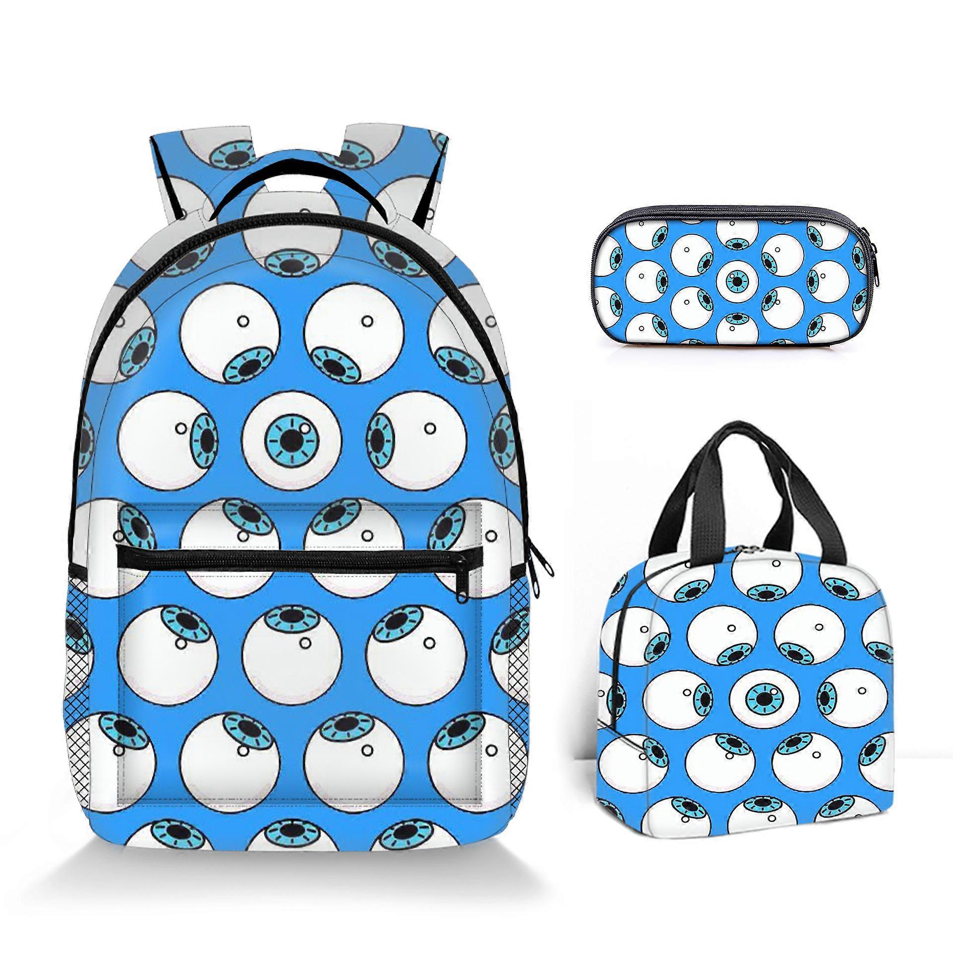 Graffiti Skull Printed Backpack Student Polyester Cartoon Children's Backpack Three-Piece Set