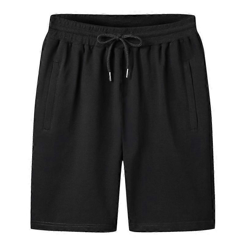 Men's 100% Cotton Summer Sports Shorts First Class Quality Elastic Waist Drawstring Plus Size Beach Solid Pocket ShortPopular