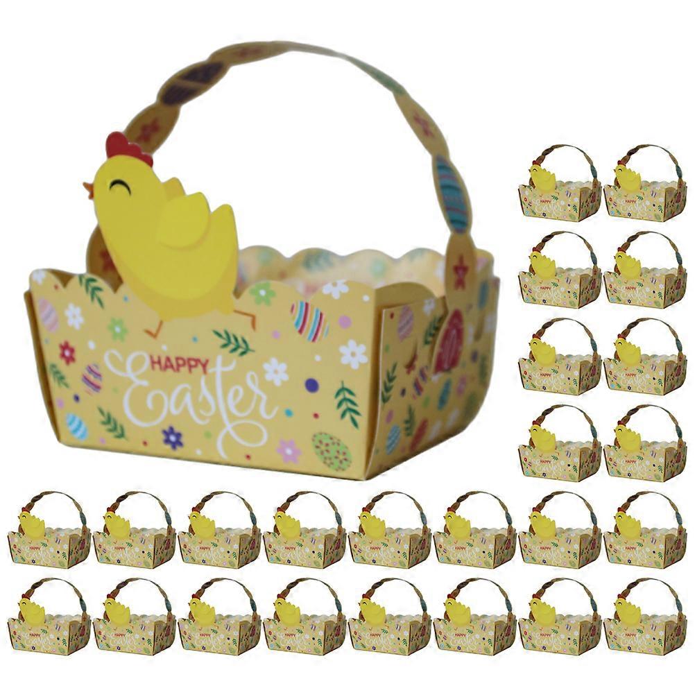 50Pcs Easter Gift Boxes Handheld Paper Basket Candy Boxes Cookies Cases Small Tea Leaf Boxes