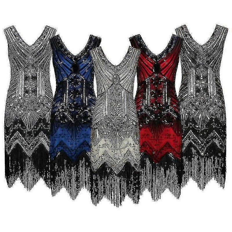 Kle deg flott Gatsby Costume Evening Party Sequin Tassel Flapper_y Szx