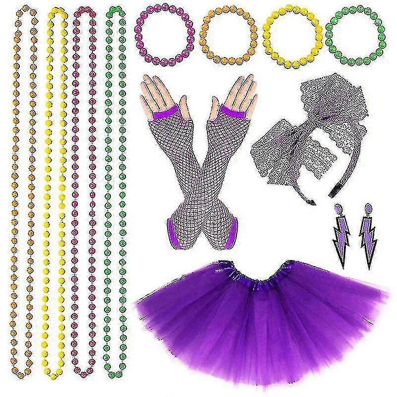 Women 80s Fancy Dress Retro Party Costume Set High Quality