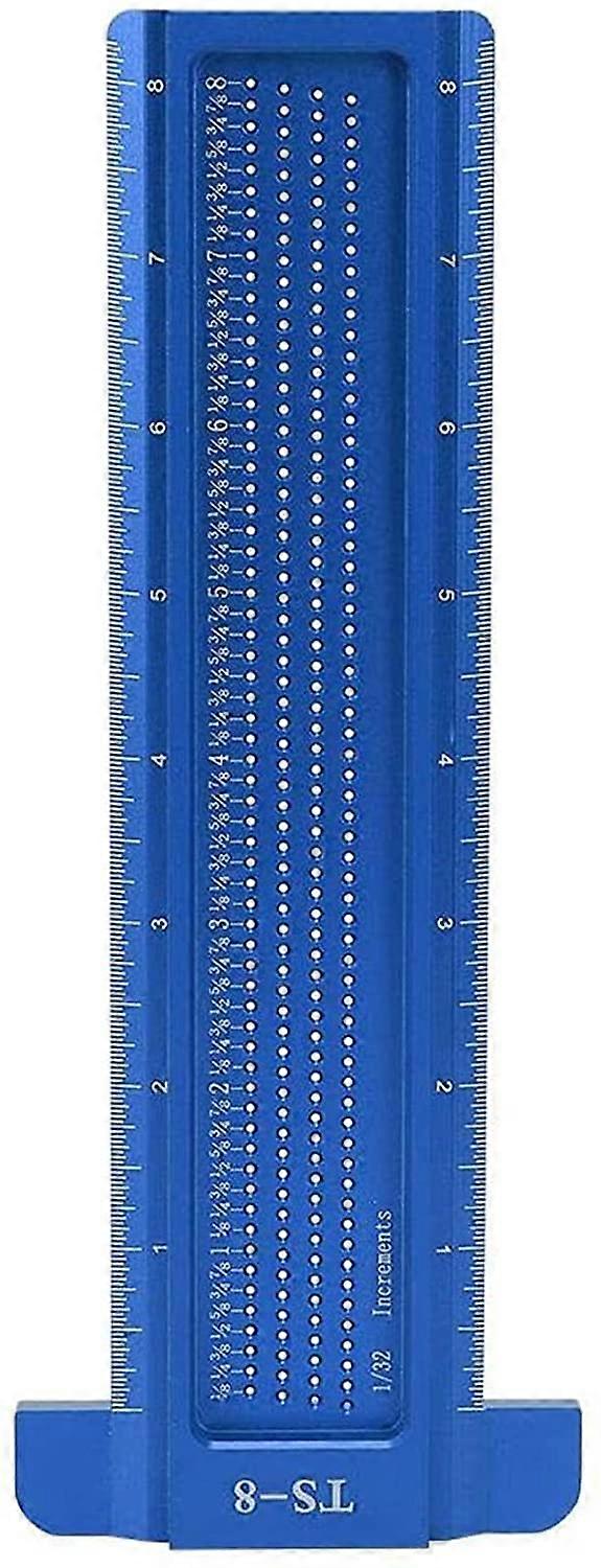 BlueTS-8Carpintería Scriber Regla tipo T, SYWAN TS-3 / TS-8 Calibre de trazado de posicionamiento de orificio Aleación de aluminio Medición de precisión imperial para carpintero (T