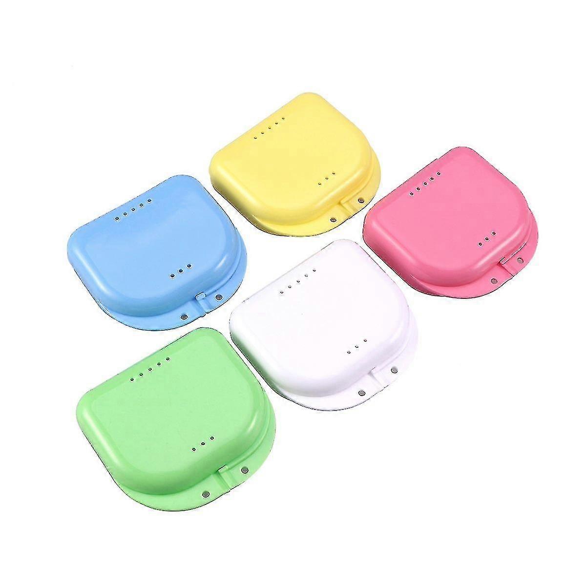 5pcs Denture Storage Container Dental Retainer Box Retainer Case With Vent Holes
