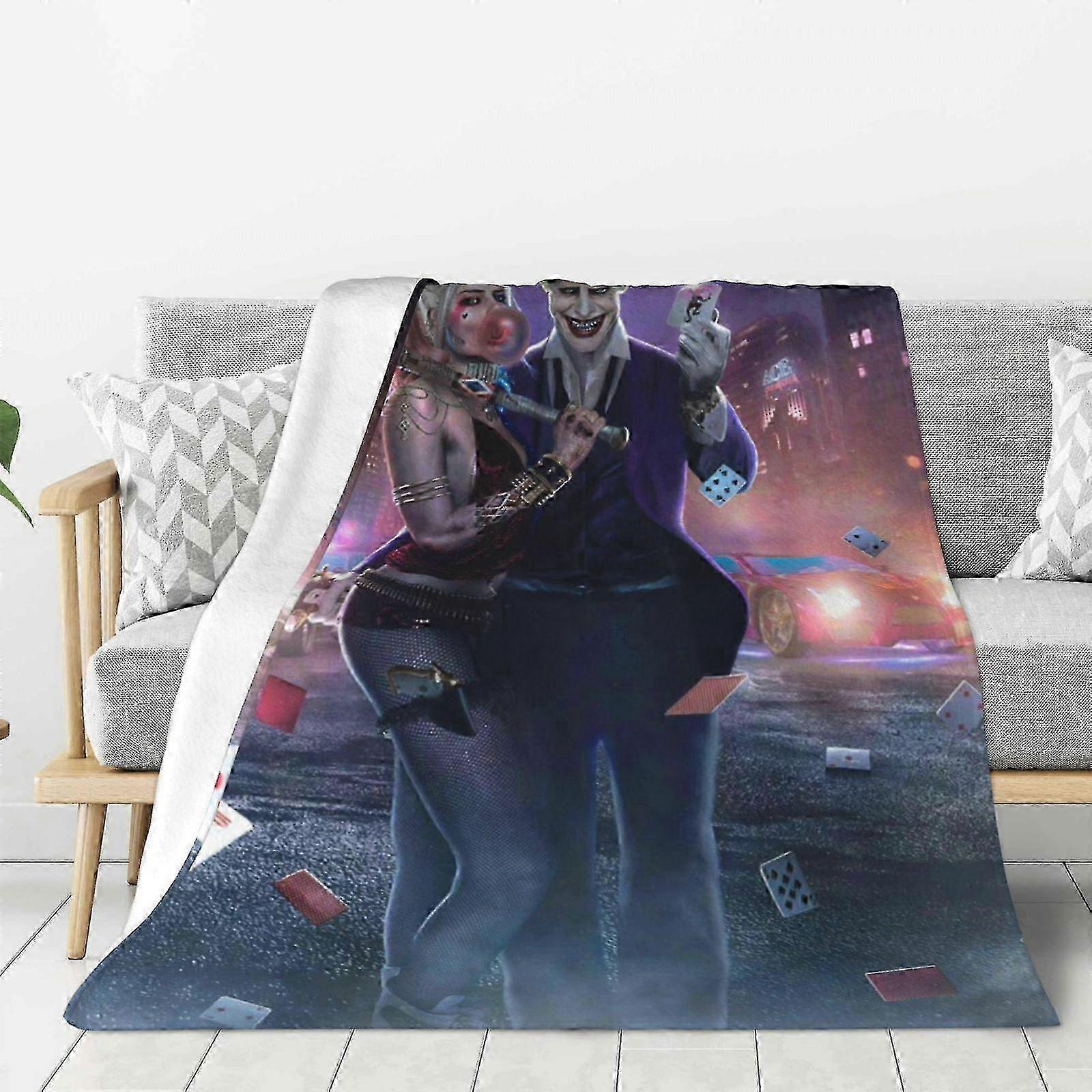 t1998 Cobertor Harley Quinn Joker Poster Cobertor Grosso Aconchegante Macio Fuzzy Antipilling Flanela Lance Cobertor Sofá Cama Quente Cobertor Para Adu Cobertor bn1998