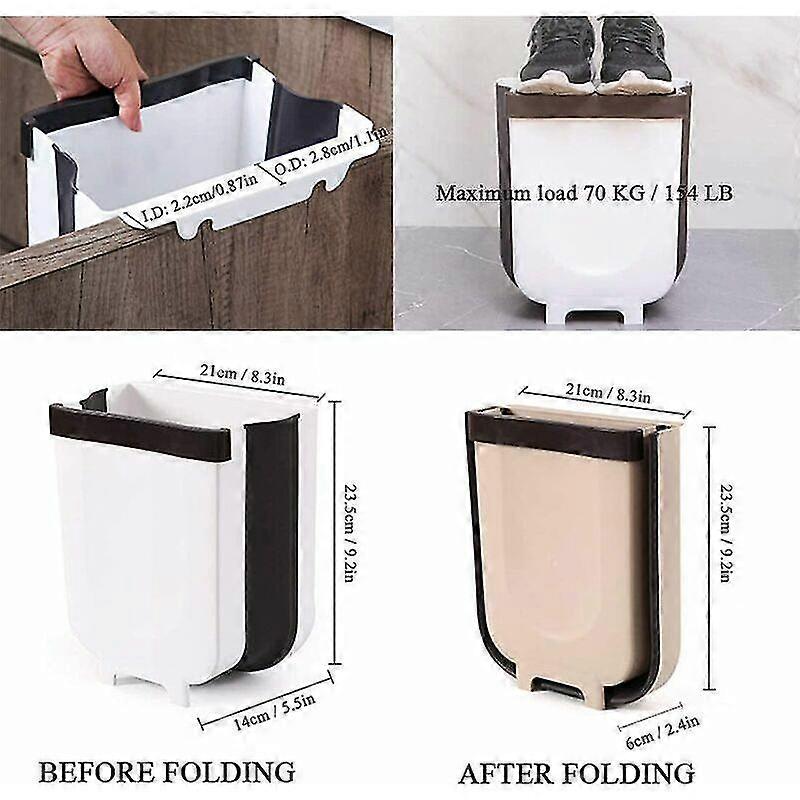 5l Built-in Kitchen Bin, Hanging And Folding Bin (5l, Brown)