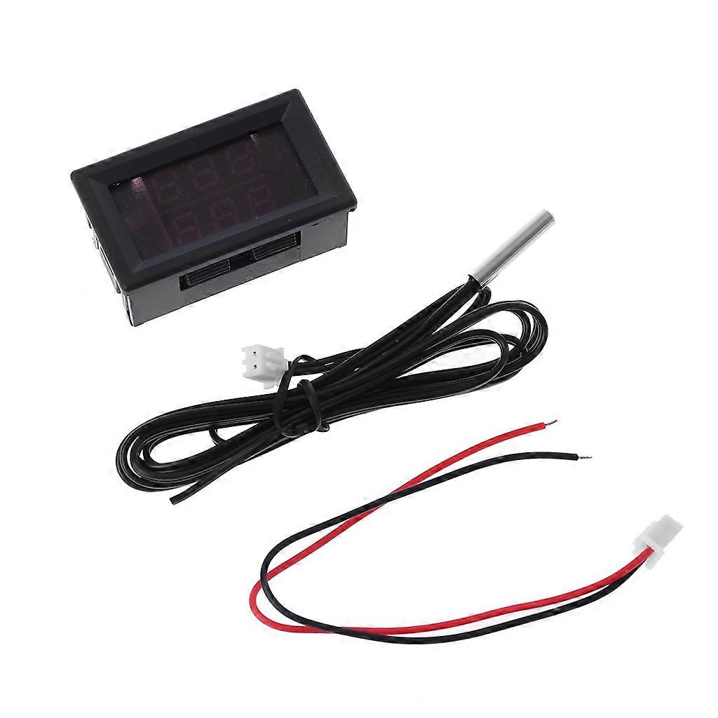 2 in 1 Car Dual Display Digital Voltmeter + Thermometer Led Voltage Temperature