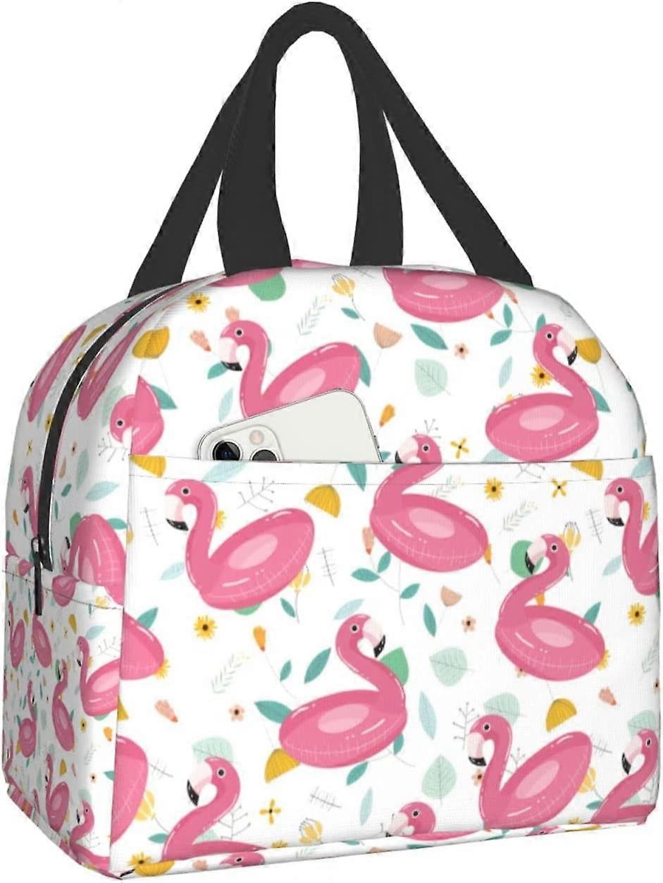 Pink Flamingo Lunch Bag Reusable,Zipper Closure Leakproof Insulated ...