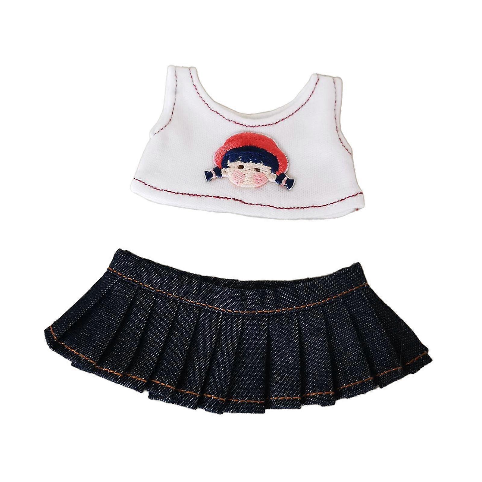 Mini 6 tum dockkläder jeans kjol set bekväma bedårande dockkläder liten flicka