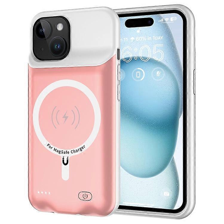 Portable Charging Case Compatible For iPhone 15 Plus , 8500mAh Extended Charger Power Bank Phone Case Compatible with Magsafe