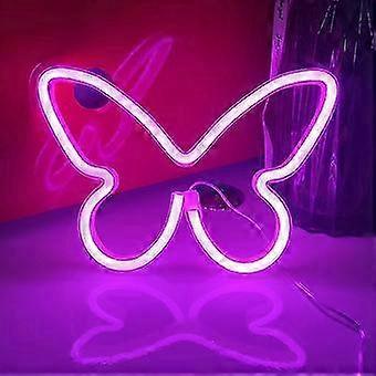 3-AA Battery Operated Butterfly Neon Signs LED Lights Table Decor Girls Room Wall Decor