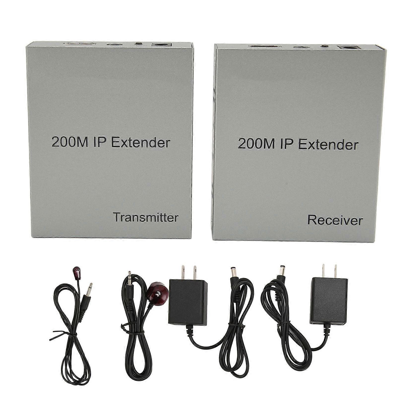 200m HDMI IP Extender 1080P Cat5e/6/7, 3D EDID PoC Receiver Transmitter, US Plug