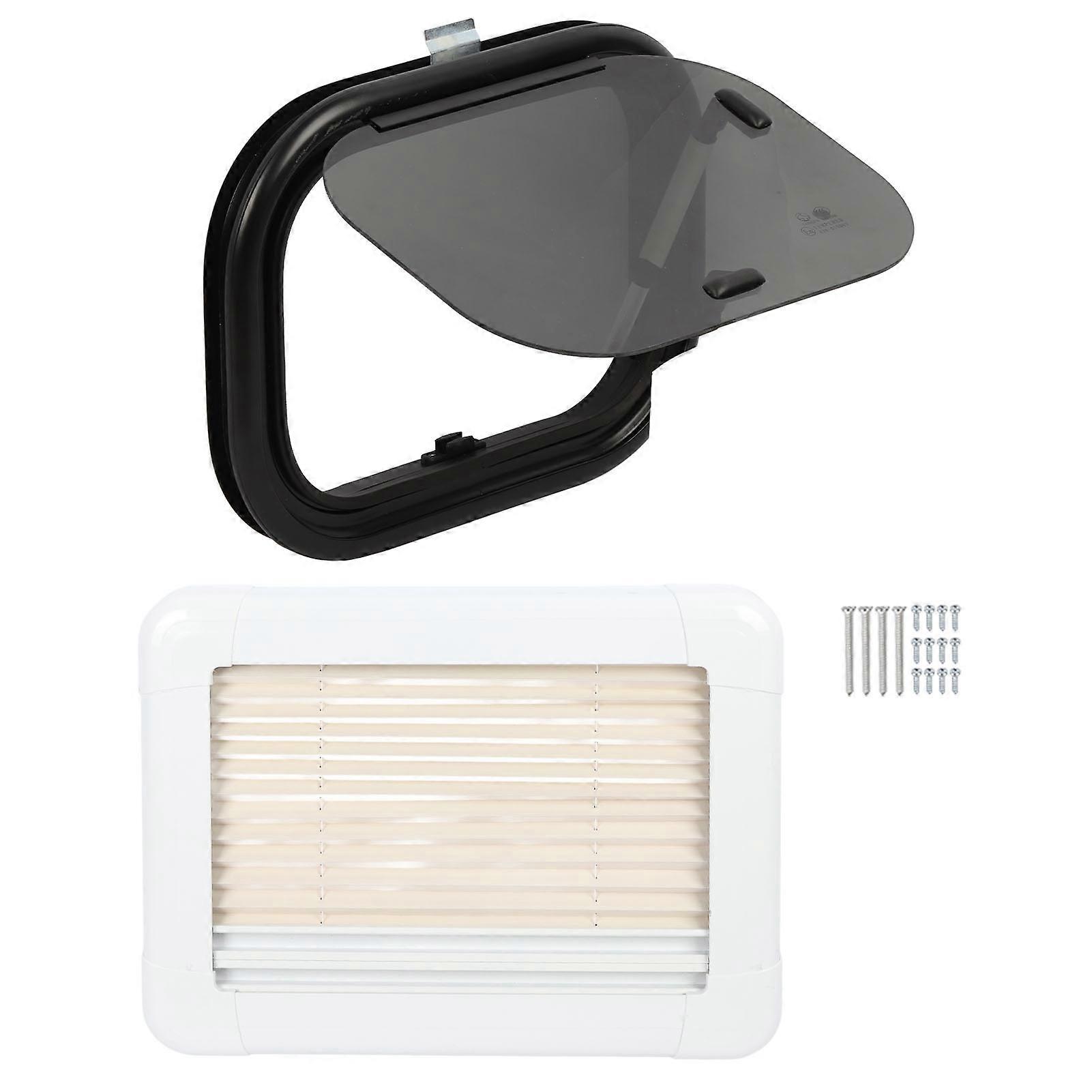16x12inch RV Push Out Window Tempered Glass UV Protection Opening Window with Mesh Sun Curtain for Caravans Campers Trailers