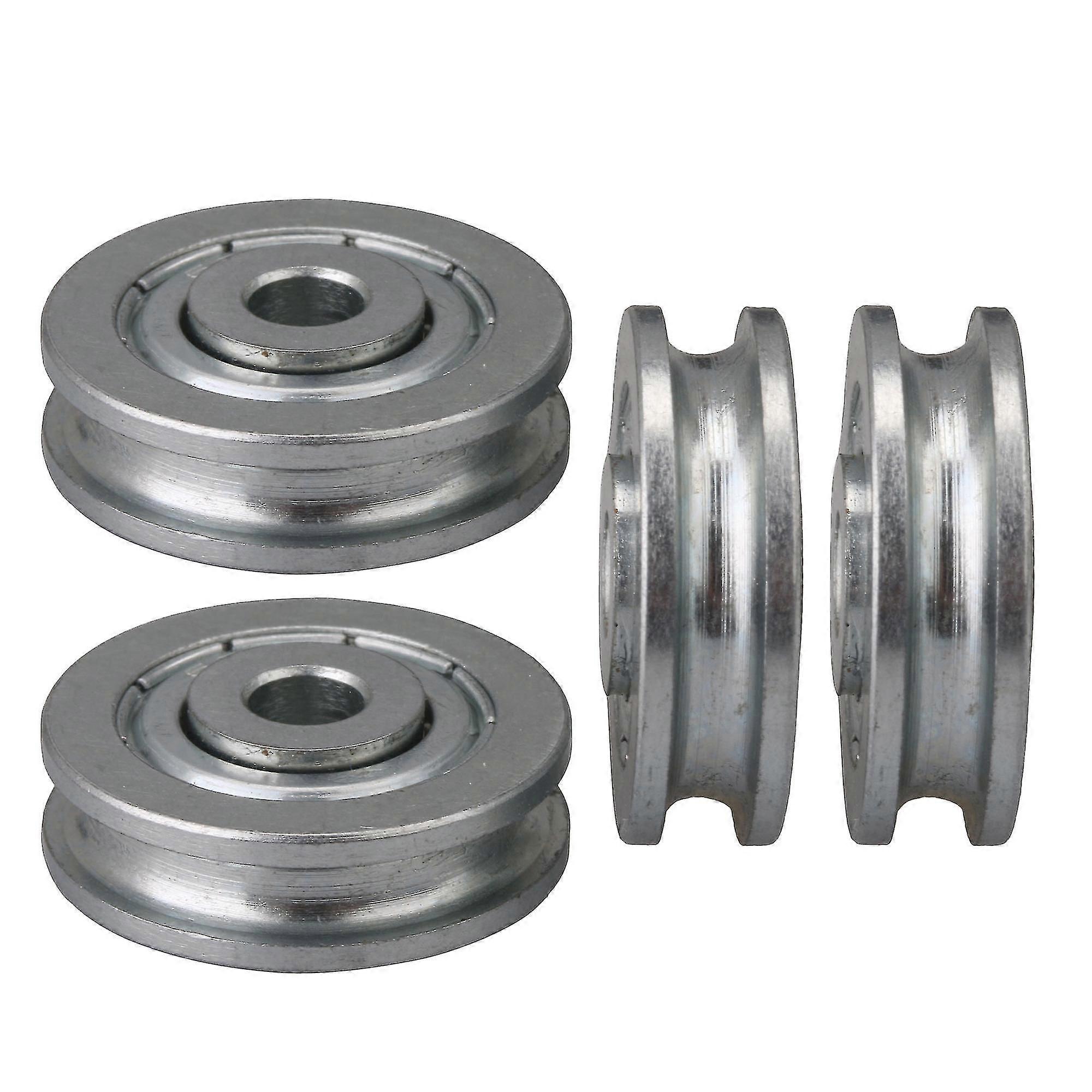 4x Rulman Kılavuzu Makaralı U Tipi Çelik Yuvarlak Oluklu Avara Tekerleği 5x23x6.5mm