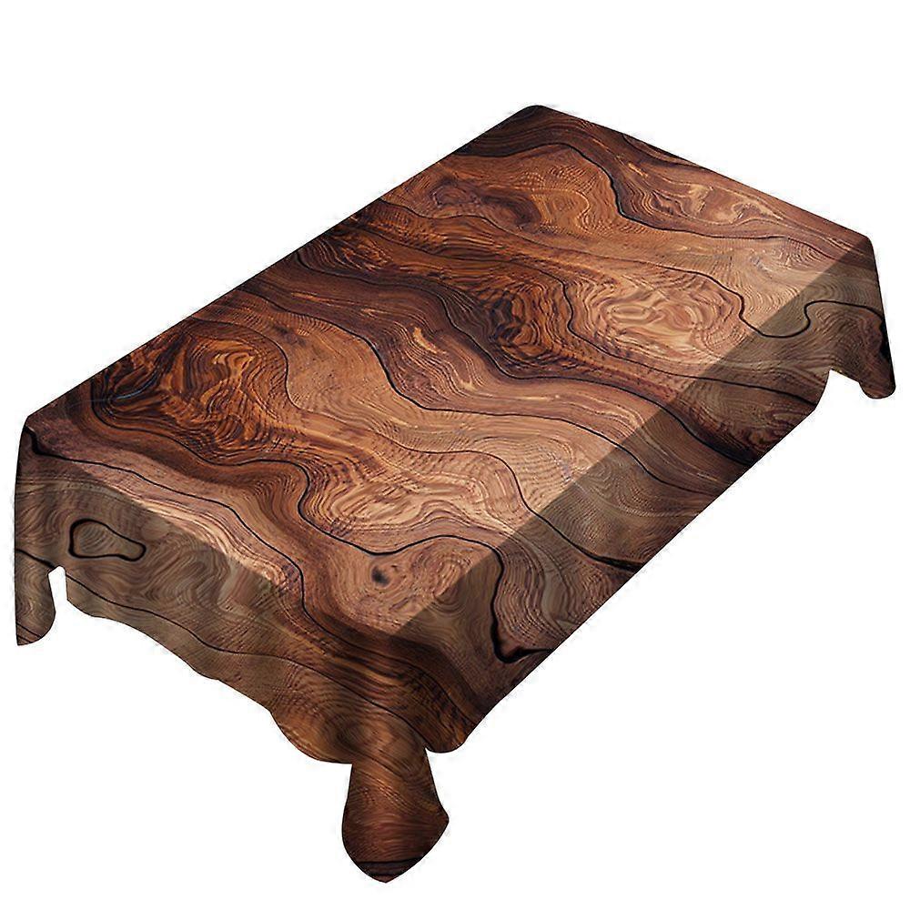 1 pcs Wood Grain Tablecloth,Brown Wood Polyester Table Cover Rectangular Table Decoration(140*180)