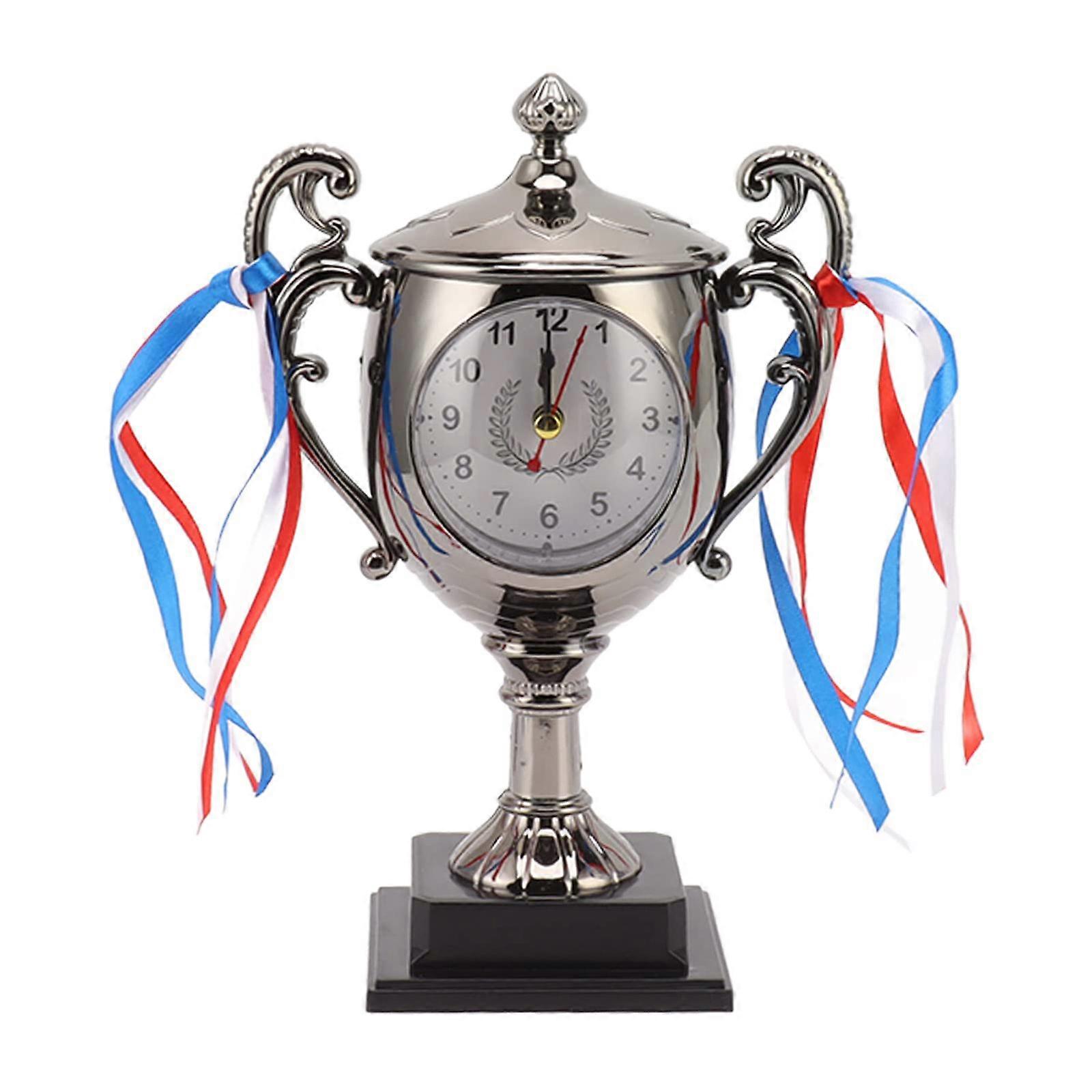 Trophies Shape Alarm Clock For Desk Or Bedside With Clear Time Display And Durable Plastic Designs Alarm Clock Silver