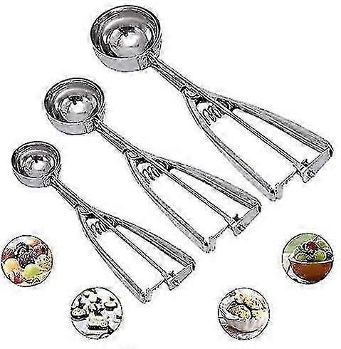 Cookie Scoop Set, Ice Cream Scoops Set of 3 with Trigger,Stainless Steel Cookie Scoops