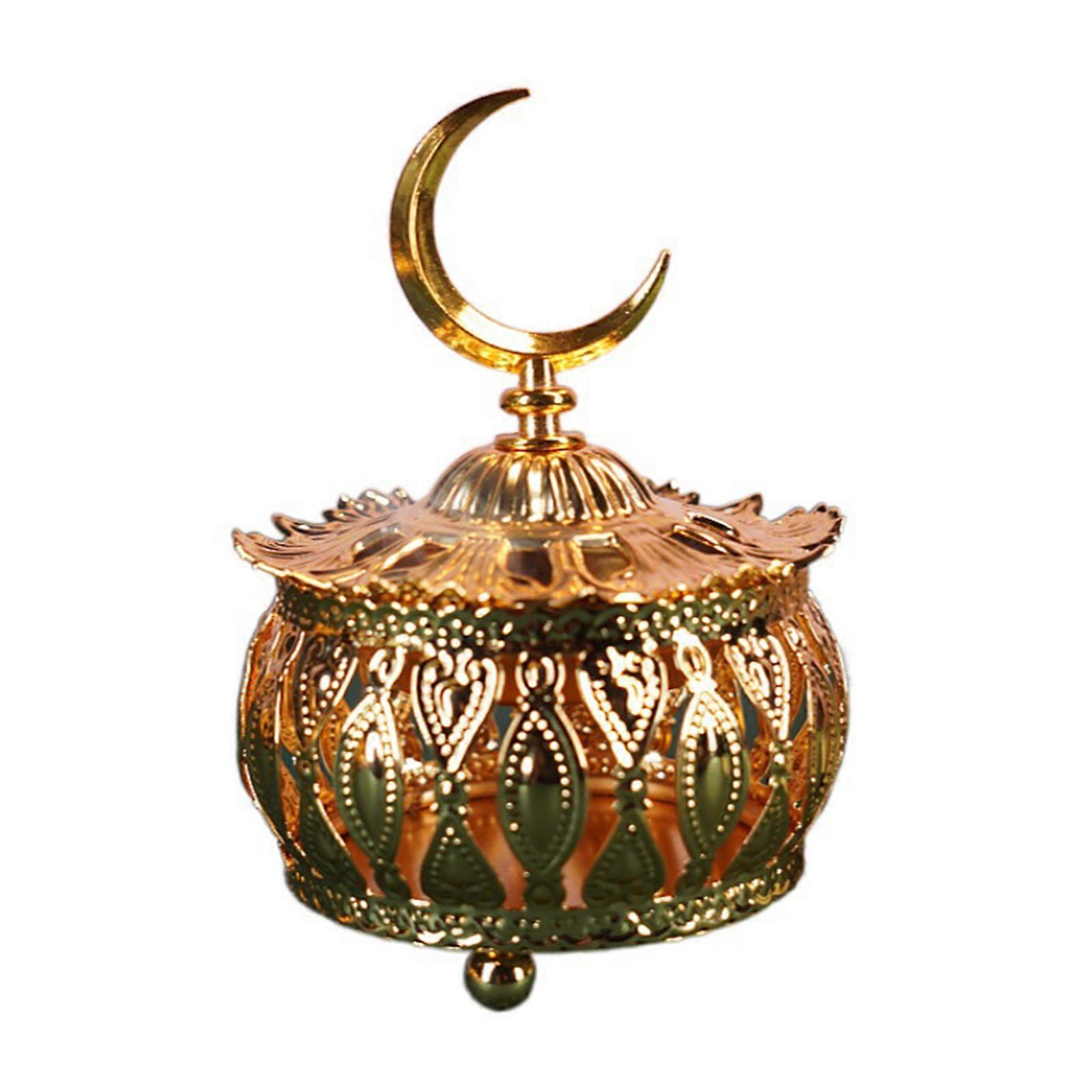 Ramadan Cone Incense for Burner with Moon Shape Lid Arab Hollow Tealight Metal T