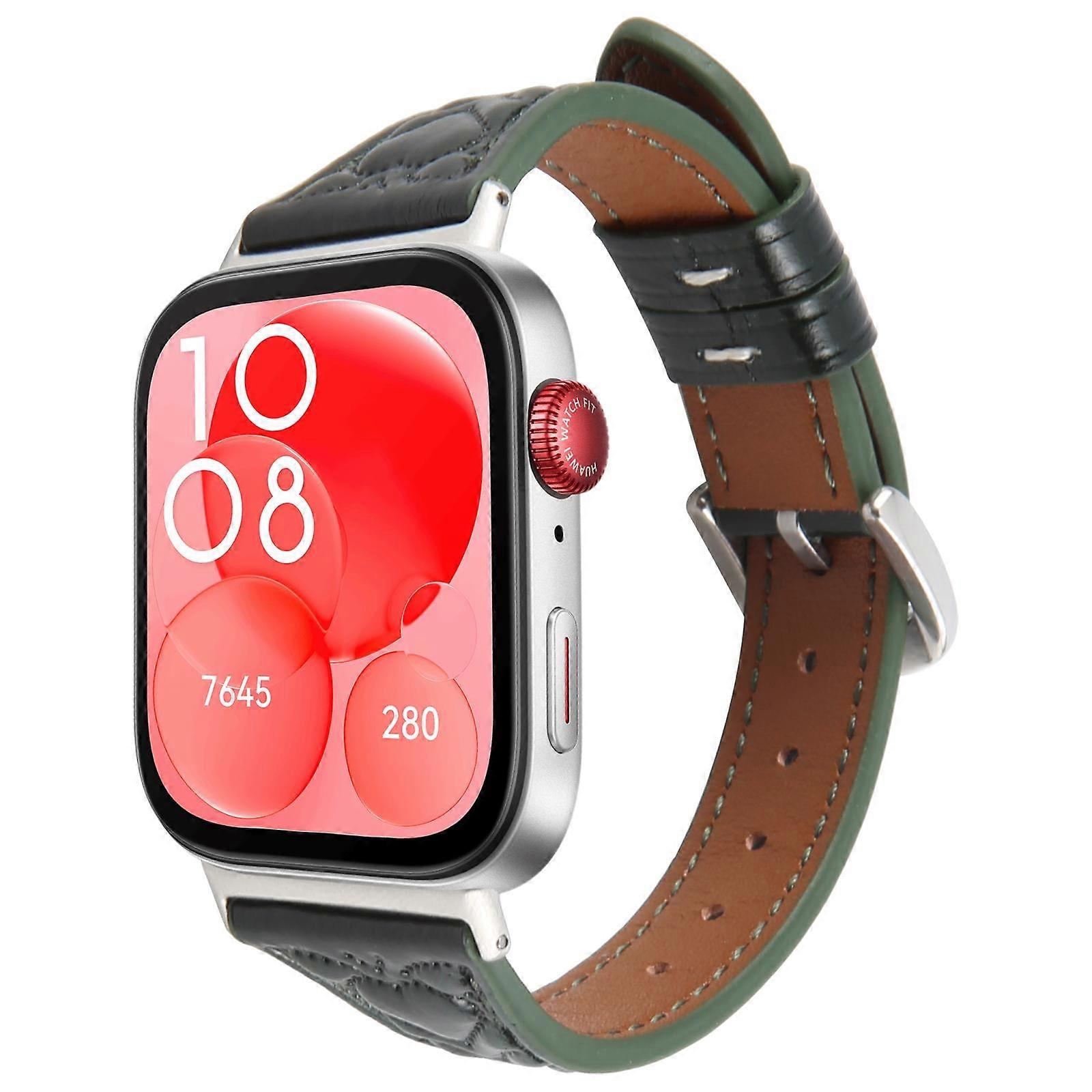 Metal Connector hjerteformet præget læder urrem