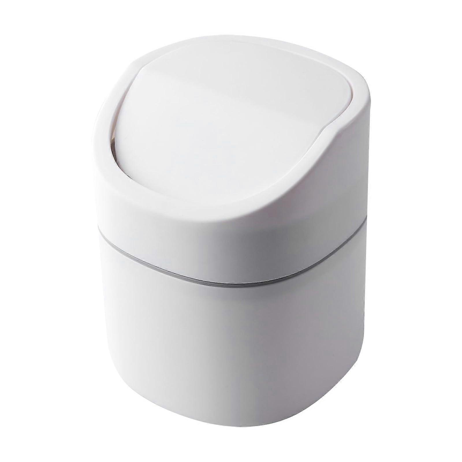 Mini Trash Can with Lid for Desk, Home Office, and Kitchen - Small Covered Waste Basket in Black for Living Room Use