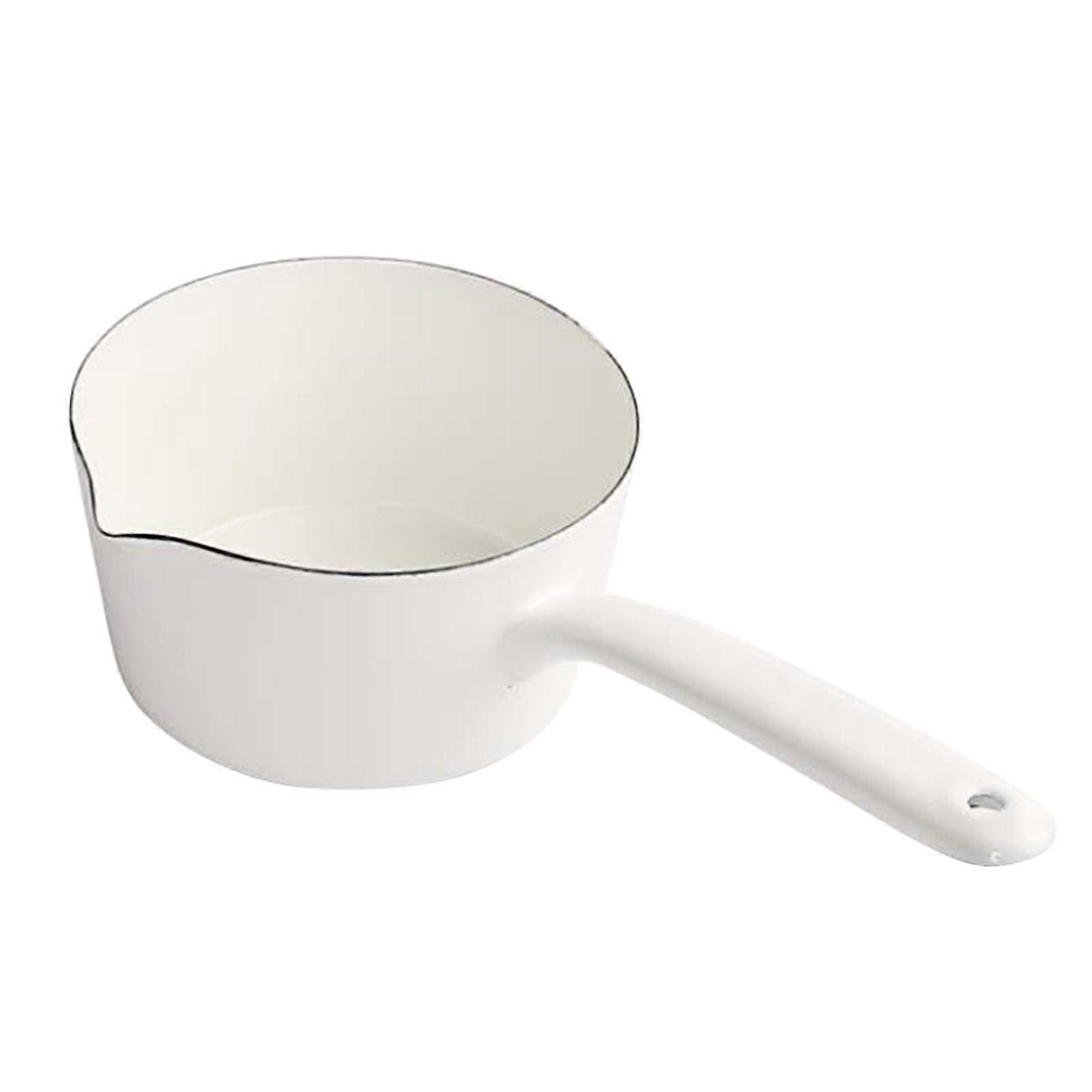 1.2L Enamel Saucepan Non-Stick Induction Butter Warmer with Pour Spout and Easy Grip Handle for Cooking and Serving