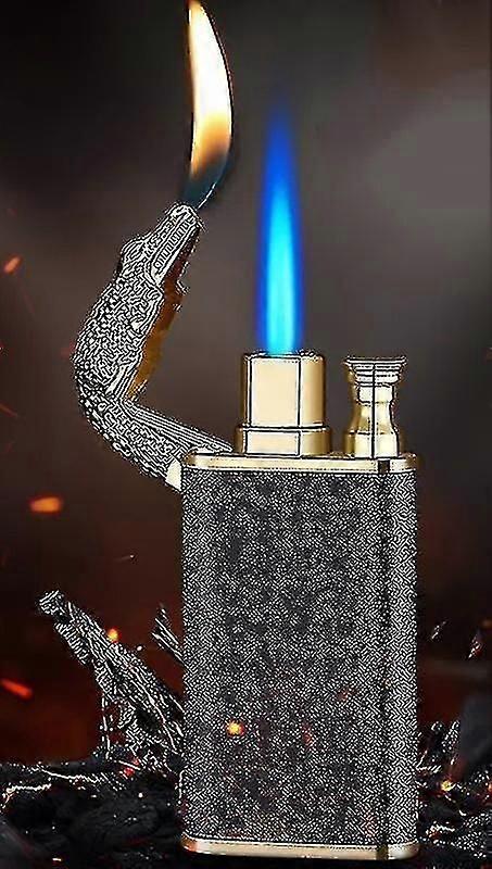 Hot Metal Double Fire Lighter Creative Direct Windproof Open Fire Conversion Cigarette Lighter Gift