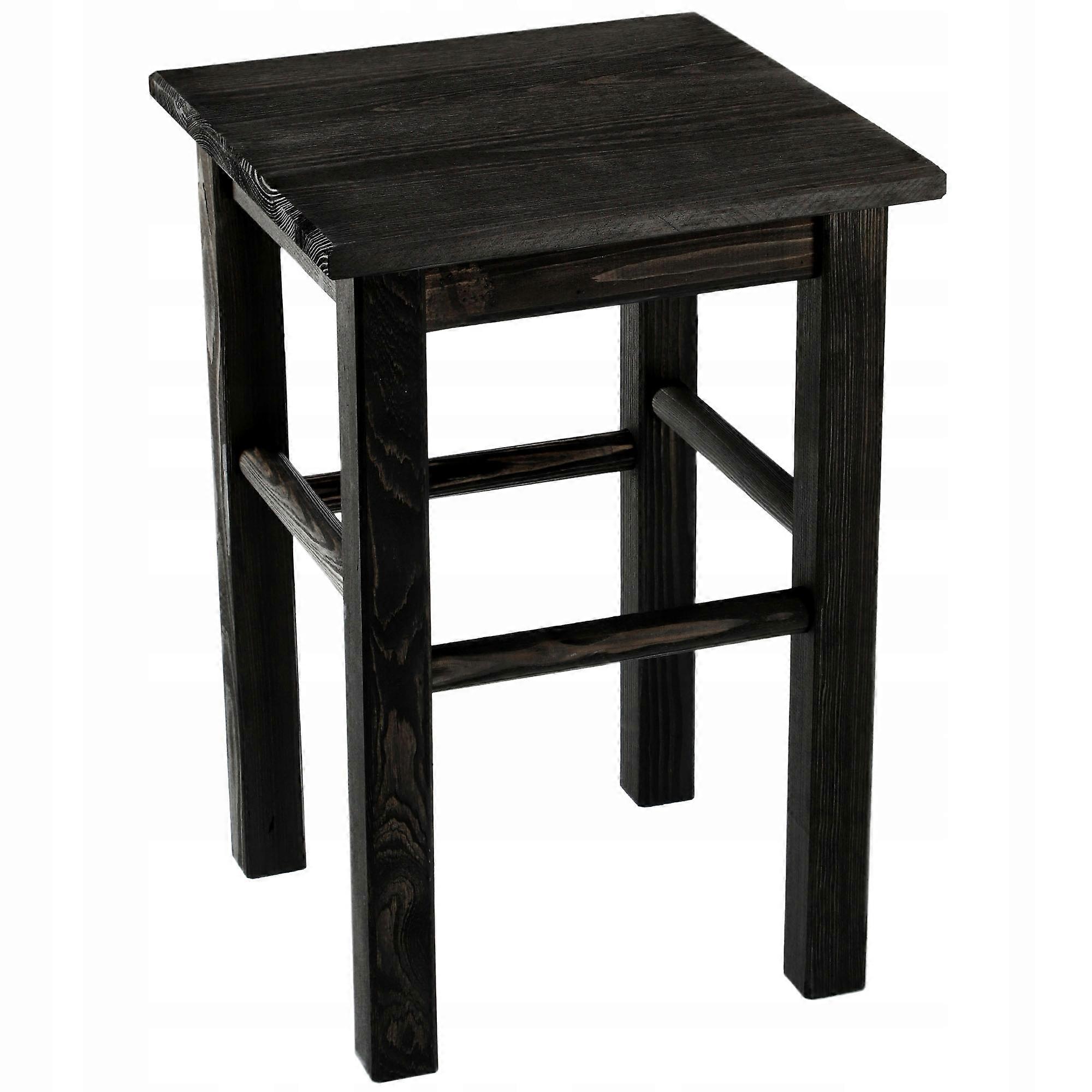 KADAX Wooden Stool Kitchen Stool Chair 43.5cm Solid Black