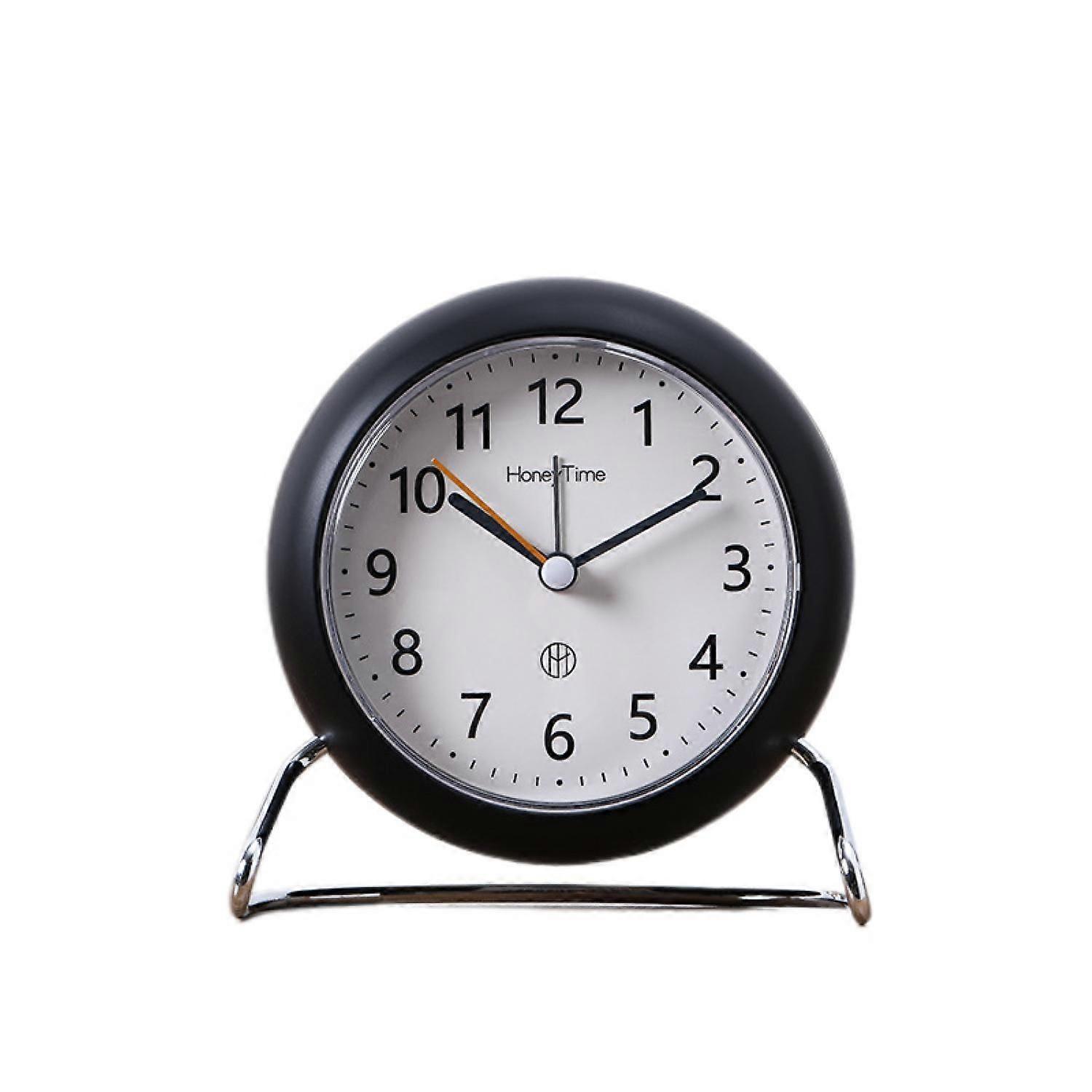 JUSTUP Round Non-Ticking Alarm Clock  Light Emitting Function Super Silent Alarm Clock Simple and Stylish Design --- Black