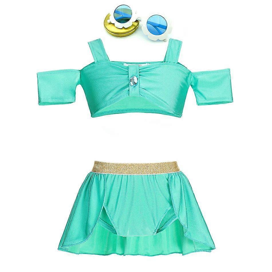 Ensemble de maillots de bain C # Fille Maillot de bain Une pièce Maillot de bain Mignon Dessin Animé Congelé Elsa Minnie Sirène Sofia Princesse Belle plage Porter Maillot de bain + Lunettes
